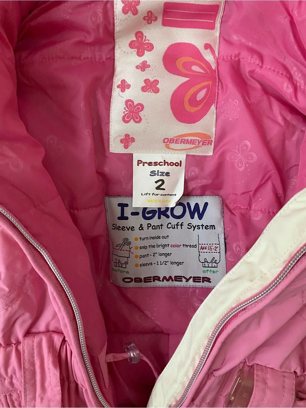 Obermeyer Preschool Girls Pink Belted One-Piece Ski Snow Gorpcore Suit Size 2